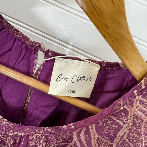 NEW Easy Clothes Purple Long Sleeve Dress S/M - Picture 2 of 9